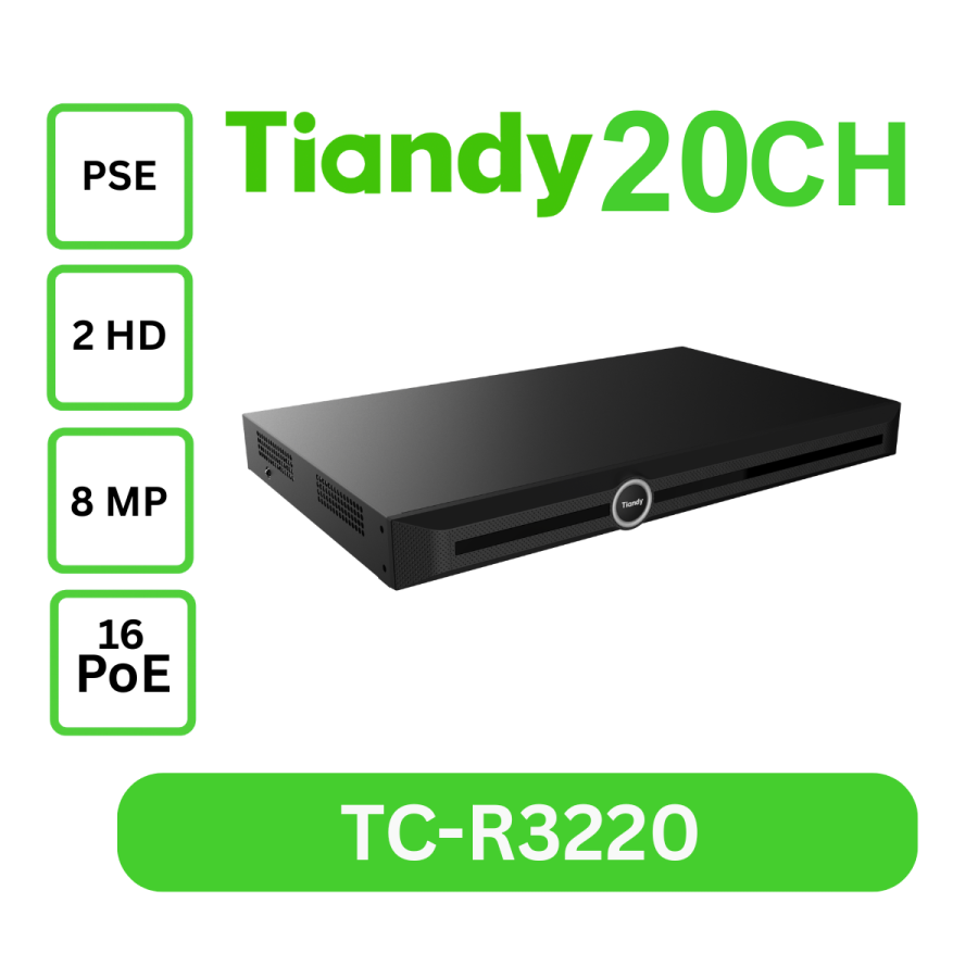 NVR 20ch 16POE 8mp 2HDD TC-R3220 I/B/P16/K/V3.0