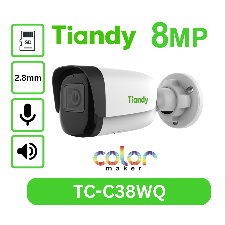 8MP Trilight TC-C38WQ 2.8mm IR Fixed Bullet Camera  I5W/E/Y/2.8mm