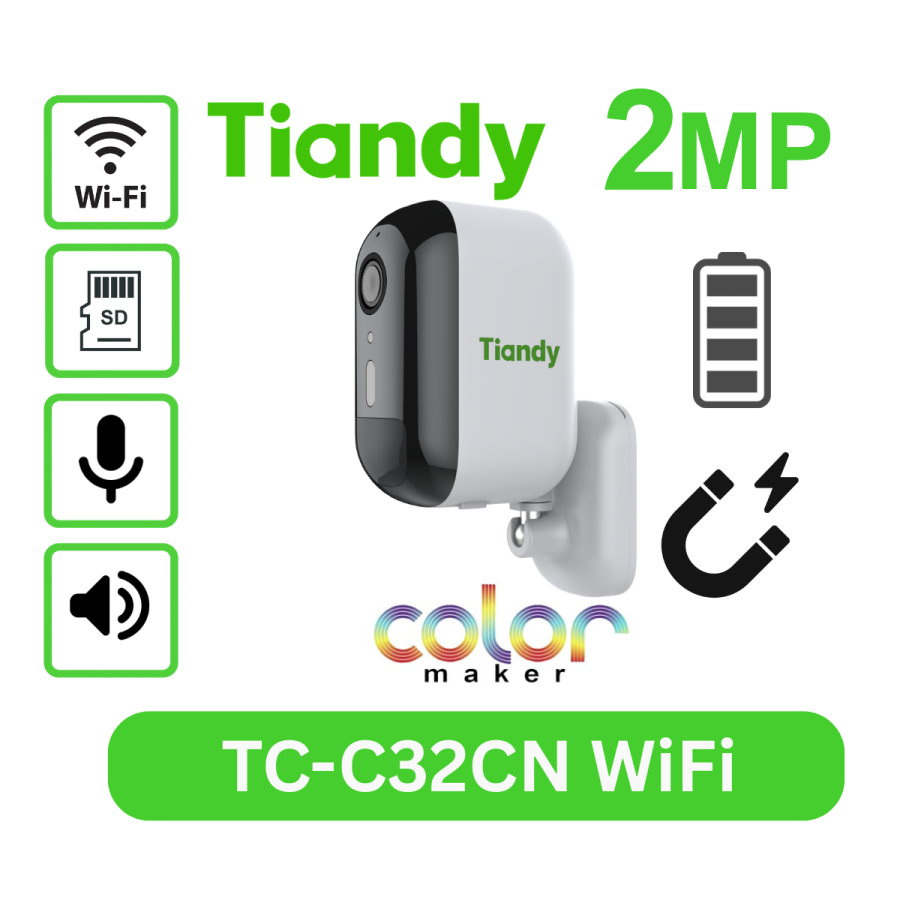 2MP Battery Wifi Magnetic Color MakerTC-C32CN Bullet Camera
